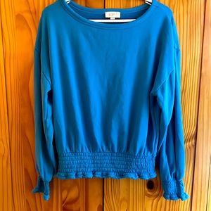 Loft Turquoise dressy sweatshirt with elastic waist